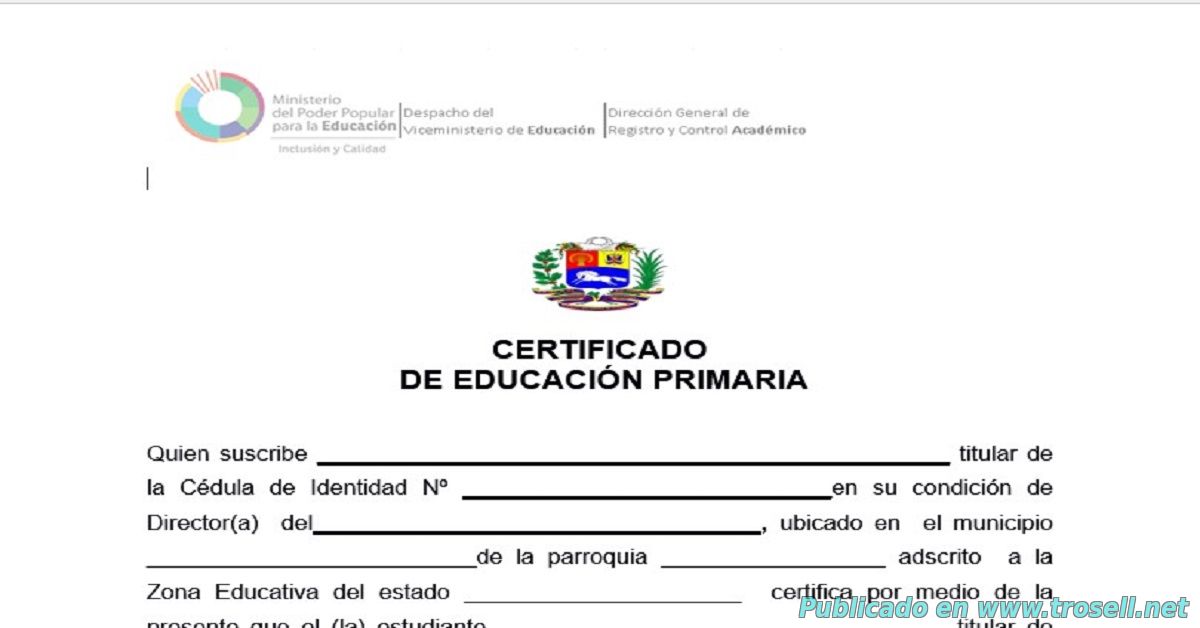 Certificado De Educaci N Primaria Documentos Guias Y Formatos Hot Sex