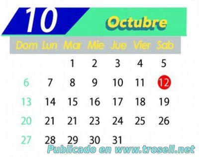 Efemérides de Octubre + Feriados y Cronograma Escolar