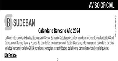 FERIADOS BANCARIOS 2024