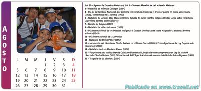 Efemerides y Feriados de Agosto + Cronograma Escolar (escuelas Abiertas)