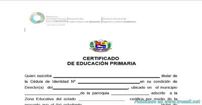 CERTIFICADO DE EDUCACIÓN PRIMARIA