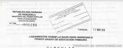 CIRCULAR 00180 EDAD MÍNIMA PARA INGRESAR A 1ER PRIMER GRADO