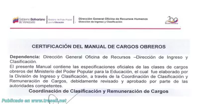 Manual de Descripcion de Cargo de Obreros del MPPE