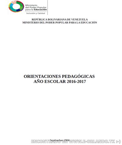 ORIENTACIONES PEDAGÓGICAS PARA EL 2017