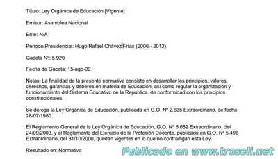 LOE LEY ORGANICA DE EDUCACION