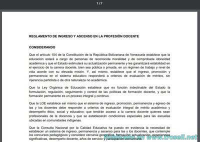 REGLAMENTO DE INGRESO Y ASCENSO EN LA PROFESIÓN DOCENTE