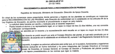 CIRCULAR 01 RECONSIDERACIÓN DE EVALUACION