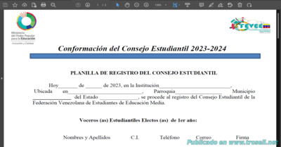 PLANILLA DE REGISTRO DEL CONSEJO ESTUDIANTIL