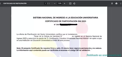 Certificado SNI NO optar por cupo