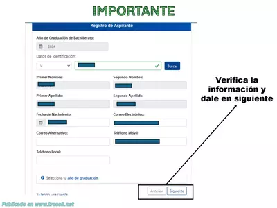 Verifica la información y dale en siguiente