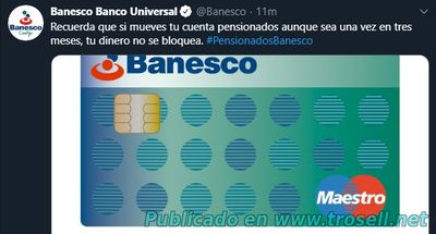 Banesco advierte que cuentas de pensionados podrán ser bloqueadas