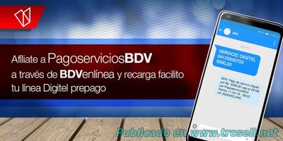 BDV ahora permite pagar servicios y recargas telefonicas via SMS