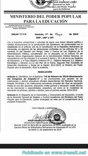 Epónimo para la Promoción de Bachilleres 2019