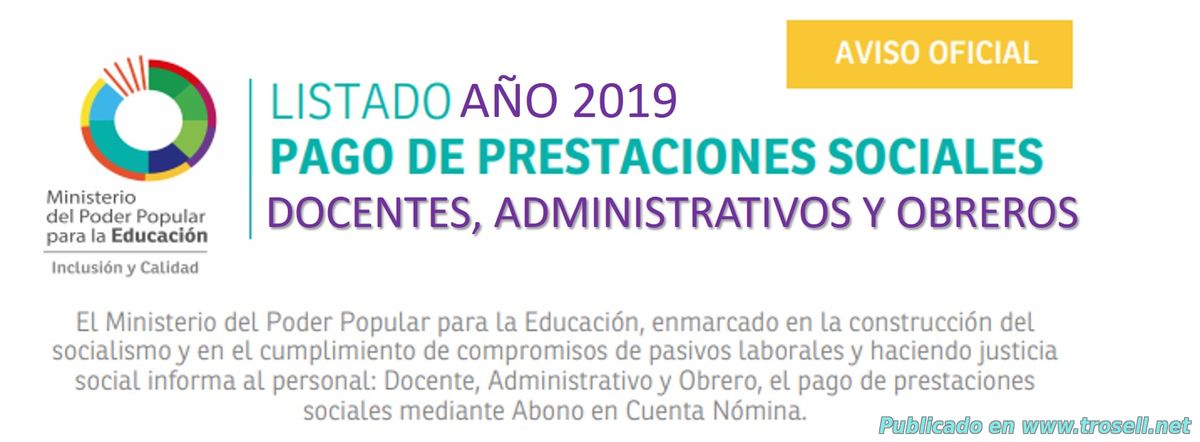 LISTADOS PRESTACIONES SOCIALES 2019 AVISO OFICIAL