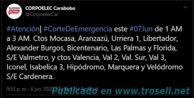 CORPOELEC Realizara corte de Emergencia en Carabobo