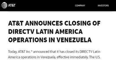 AT&T ANUNCIA CIERRE DE DIRECTV VENEZUELA