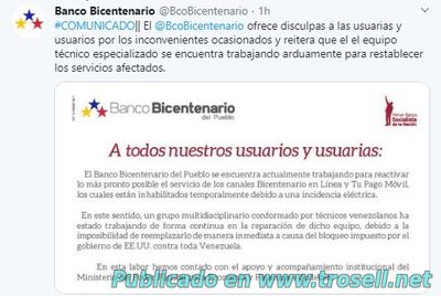 Banco Bicentenario suspende Operaciones