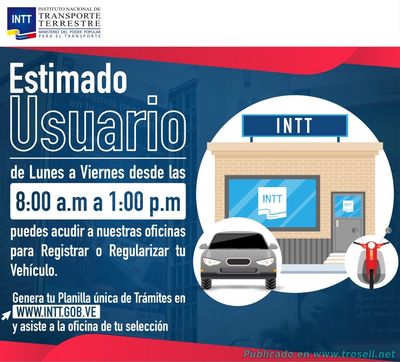 INTT abrira oficinas en semana de flexibilización