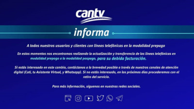 CANTV eliminará Servicios Prepago