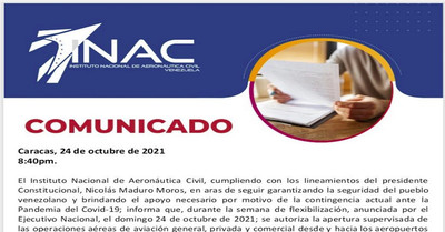 INAC autoriza vuelos nacionales