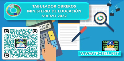 TABULADOR OBREROS MINISTERIO DE EDUCACIÓN MARZO 2022