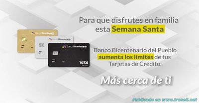 Bicentenario aumenta límite de tarjetas de crédito