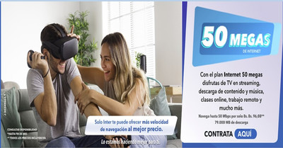 Inter: Estrena Internet a 50 Mbps por Cable