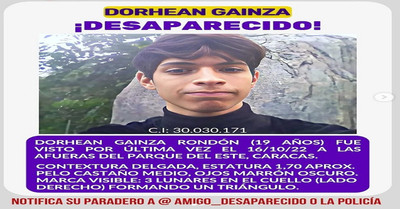 #ServicioPublico Joven Desaparecido (Dorhean Gainza)