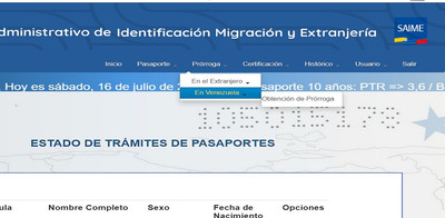 SAIME reactivó página del Pasaporte