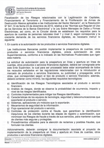 circular 03678 de SUDEBAN, fechada el pasado 13 de junio