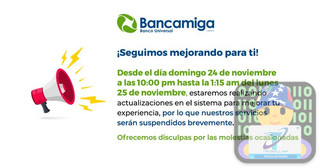 Bancamiga suspendera operaciones esta noche