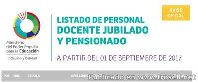 #AvisoOFICIAl #Docentes #Pensionados Listados Oficiales SINCERADOS DEL MPPE