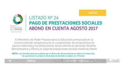 #Enterate Ya! LISTADO 24 SINCERADO #OFICIAL DE PRESTACIONES SOCIALES MPPE