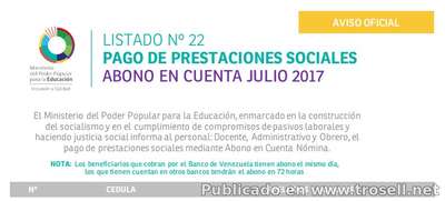 #Enterate Ya! LISTADO 22 SINCERADO #OFICIAL DE PRESTACIONES SOCIALES MPPE