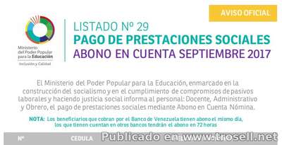 #Enterate Ya! LISTADO 29 SINCERADO #OFICIAL DE PRESTACIONES SOCIALES MPPE