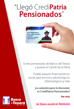 Banco del Tesoro crea el CrediPatria Pensionados