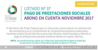 #Enterate Ya! LISTADO 37 SINCERADO #OFICIAL DE PRESTACIONES SOCIALES MPPE