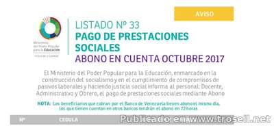 #Enterate Ya! LISTADO 33 SINCERADO #OFICIAL DE PRESTACIONES SOCIALES MPPE