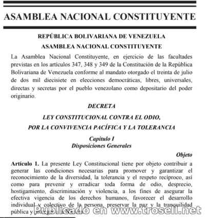 En #Gaceta #Oficial los artículos que contiene La #Ley contra el #Odio #10Nov