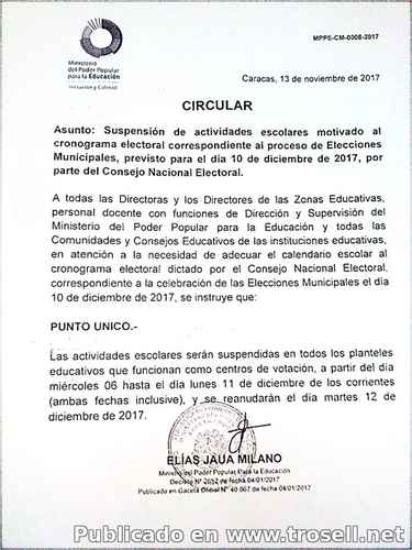 #Ministro #Jaua hace pública la #circular de #Suspensión de Actividades por Votaciones #28Nov