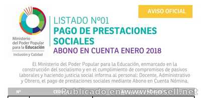 LISTADO DE PRESTACIONES SOCIALES MINISTERIO DE EDUCACION 2018