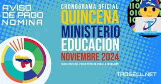 QUINCENA DEL MINISTERIO DE EDUCACIÓN NOVIEMBRE DE 2024 AVISO OFICIAL