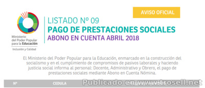 ENTÉRATE LISTADO SINCERADO No 9 DE PRESTACIONES SOCIALES MINISTERIO DE EDUCACIÓN 2018