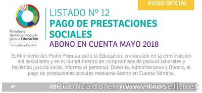 LISTADO PRESTACIONES SOCIALES MINISTERIO EDUCACIÓN No. 12