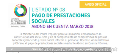 ENTÉRATE LISTADO SINCERADO No 8 DE PRESTACIONES SOCIALES MINISTERIO DE EDUCACIÓN 2018