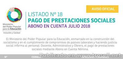 LISTADO PRESTACIONES SOCIALES MINISTERIO EDUCACION