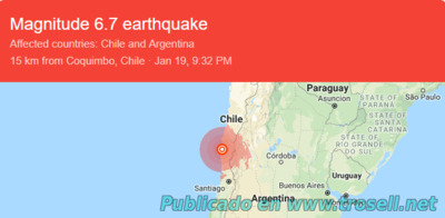 Sismo de 6.7 estremece centro de Chile