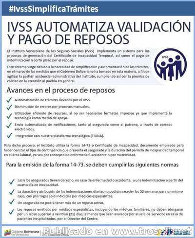 IVSS recuerda que los Reposos ahora son en formato Electrónico