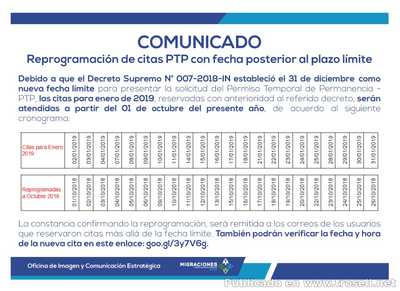 Migración Perú adelanta fechas para la cita del PTP