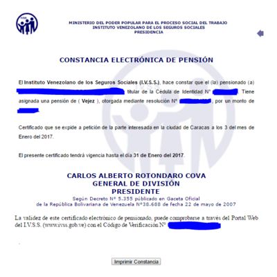 CONSTANCIA ELECTRONICA DE PENSION Y/O JUBILACION